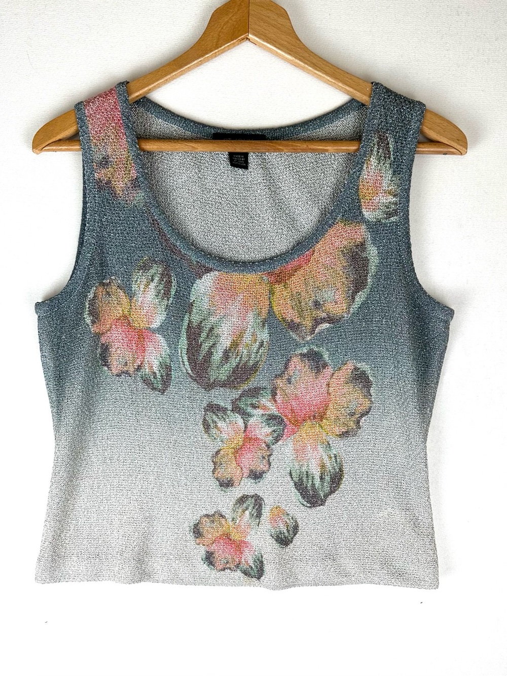 St. John Pastel Floral Metallic Tank Shimmer‎